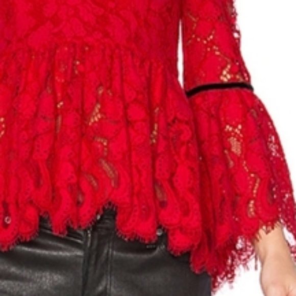 Alexis Grace Peplum red lace Off Shoulder Top S - Picture 2 of 4